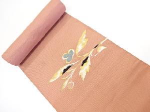 アンティーク　草花模様織出し名古屋帯地反物